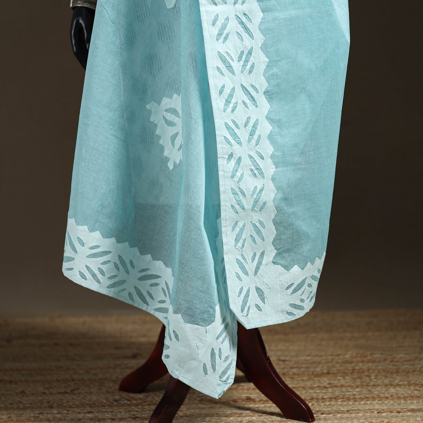 Pure cotton barmer cutwork applique dupatta 08 - handcrafted
