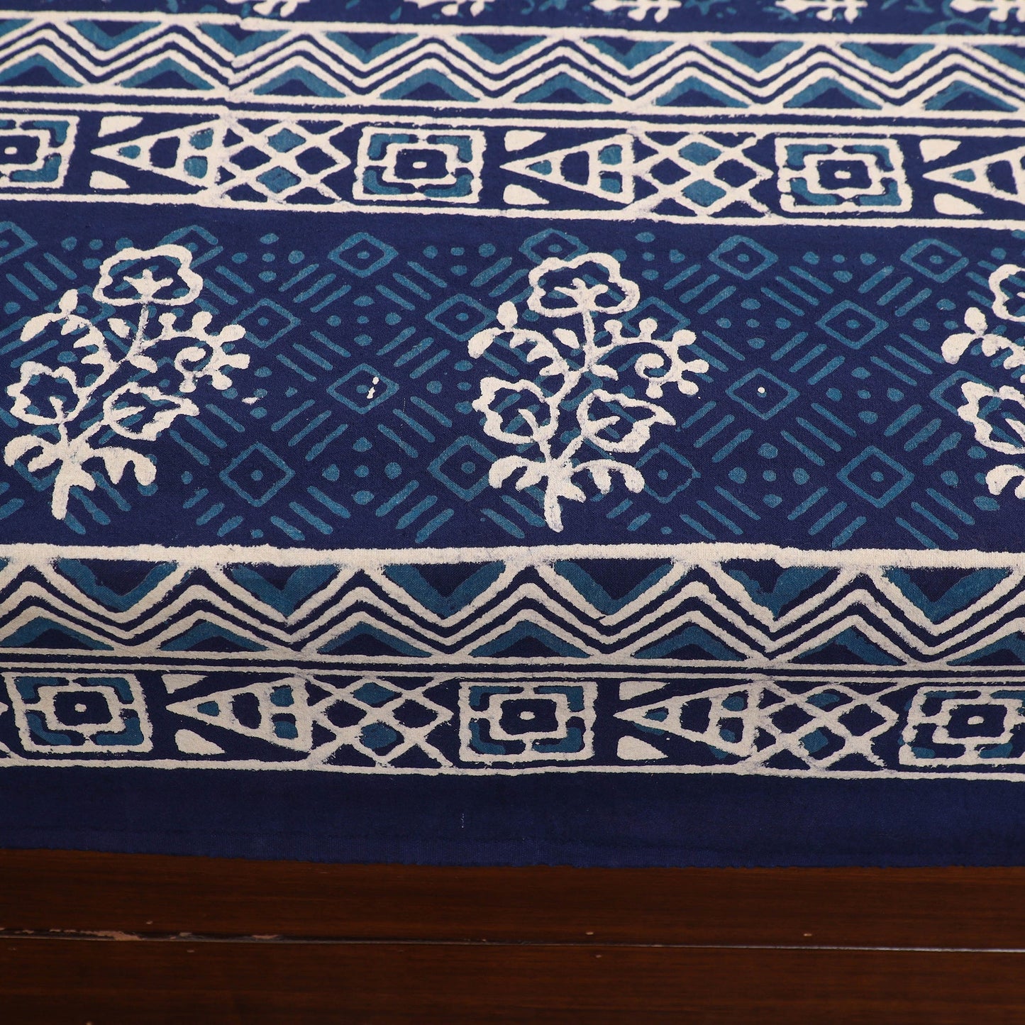 Blue - pure cotton double indigo bagru bed cover set 04