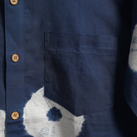 Blue - pure cotton full sleeve tie-dye men shibori shirt 08