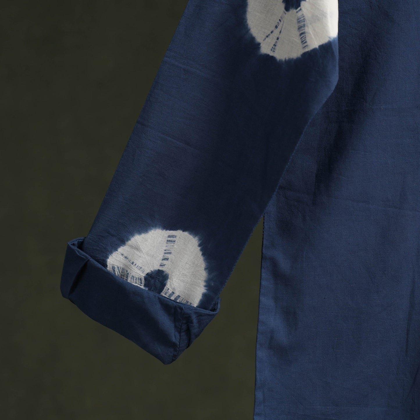 Blue - pure cotton full sleeve tie-dye men shibori shirt 08