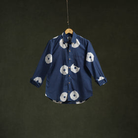 Blue - pure cotton full sleeve tie-dye men shibori shirt 08