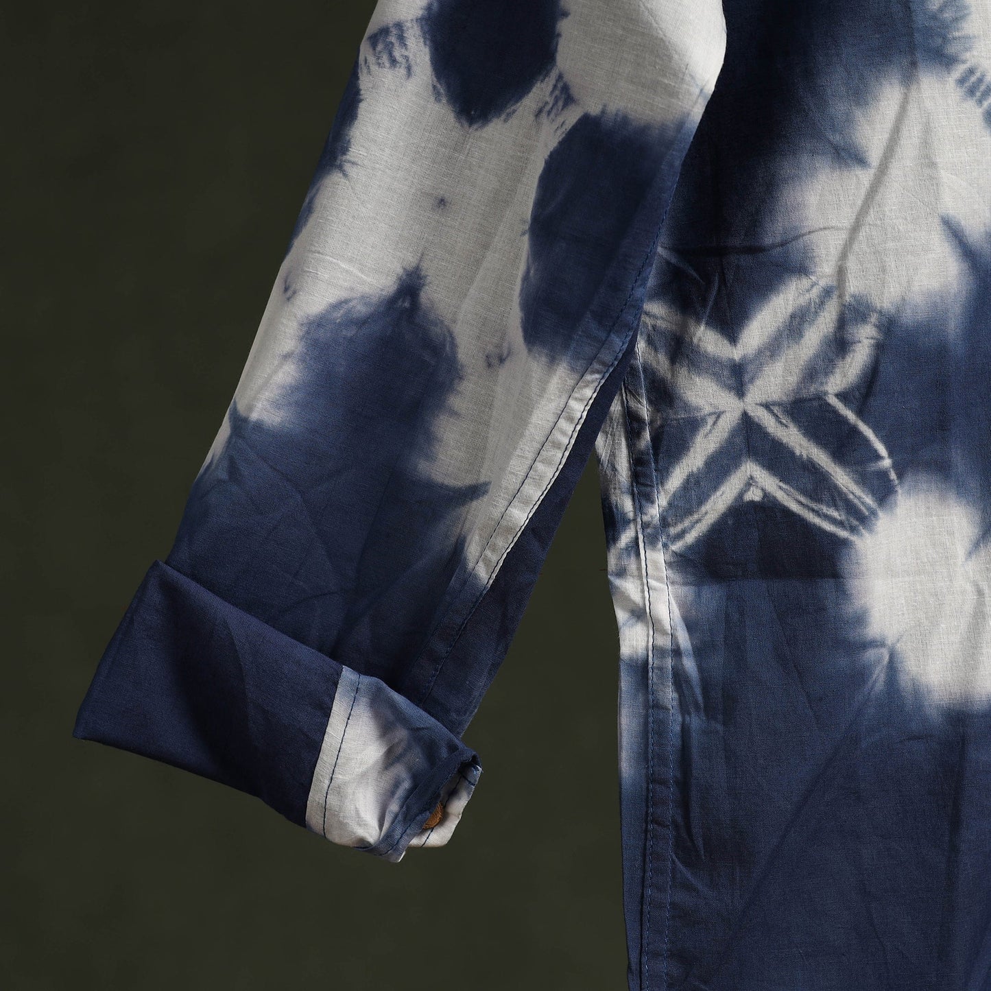 Blue & white - pure cotton full sleeve tie-dye men shibori