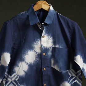Blue & white - pure cotton full sleeve tie-dye men shibori