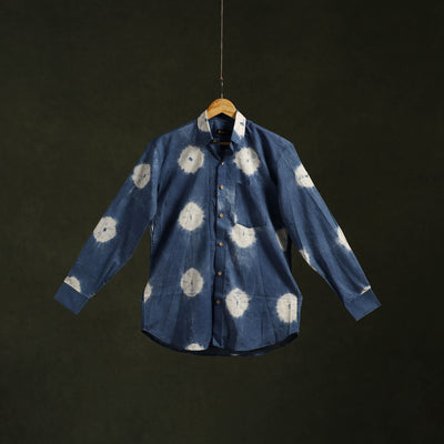 Blue - pure cotton full sleeve tie-dye men shibori shirt 48