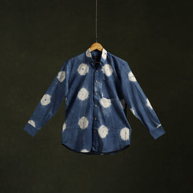 Blue - pure cotton full sleeve tie-dye men shibori shirt 48
