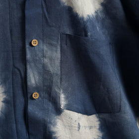 Blue - pure cotton full sleeve tie-dye men shibori shirt 48