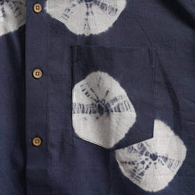 Blue - pure cotton half sleeve tie-dye men shibori shirt 37