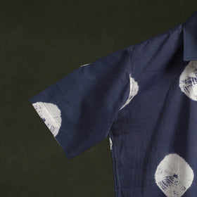 Blue - pure cotton half sleeve tie-dye men shibori shirt 37