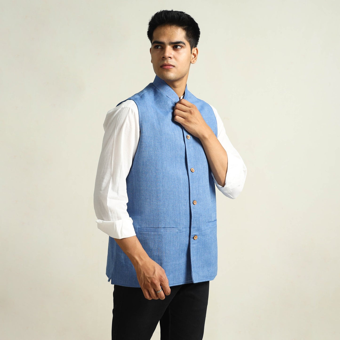 Buy Pure Cotton Handloom Men Nehru Jacket 06 Online at iTokri.com