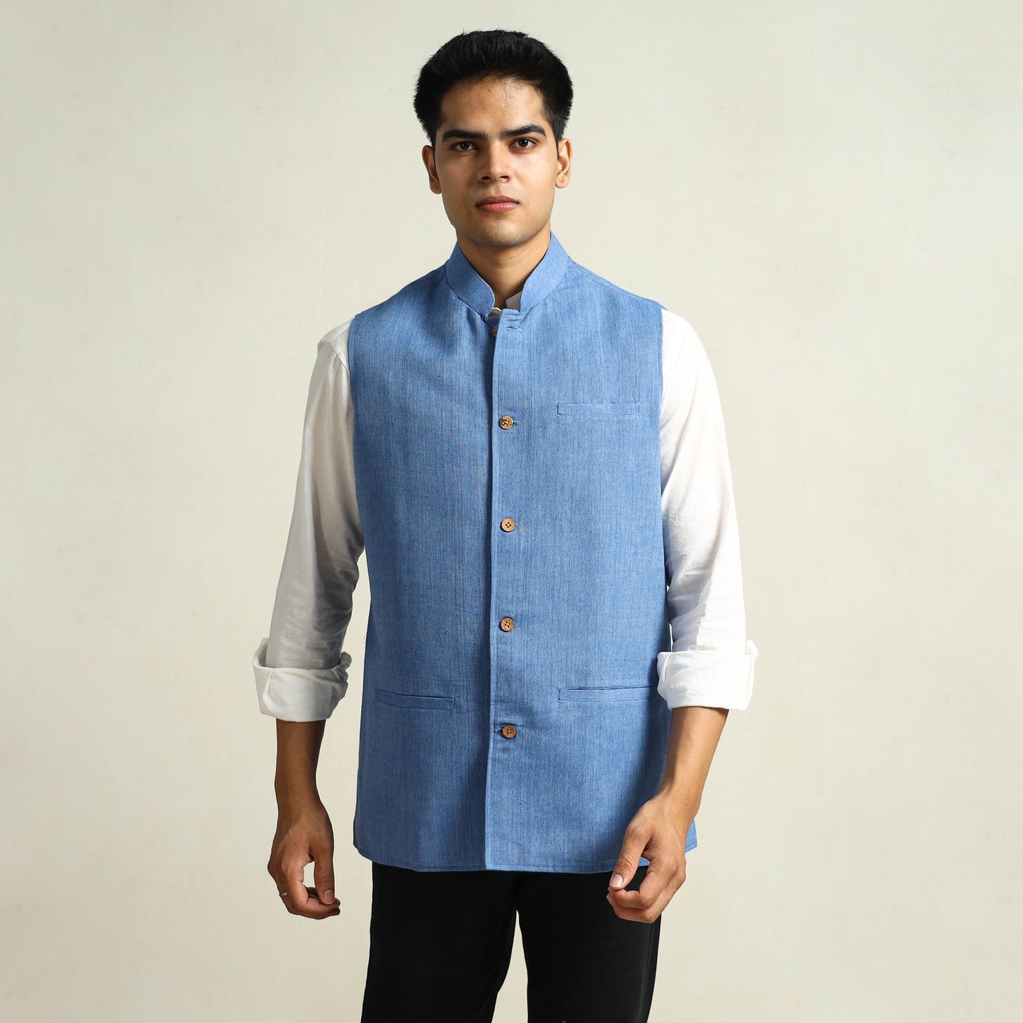 Buy Pure Cotton Handloom Men Nehru Jacket 06 Online at iTokri.com