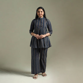 Pure cotton natural dyed ajrakh hand block print night suit
