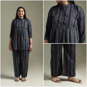 Pure cotton natural dyed ajrakh hand block print night suit