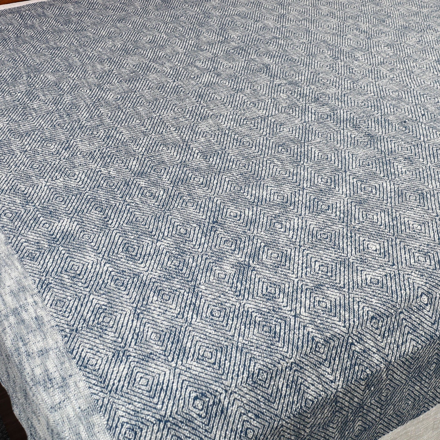 Blue - pure handloom cotton double bed cover from bijnor 03