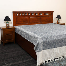 Blue - pure handloom cotton double bed cover from bijnor 03