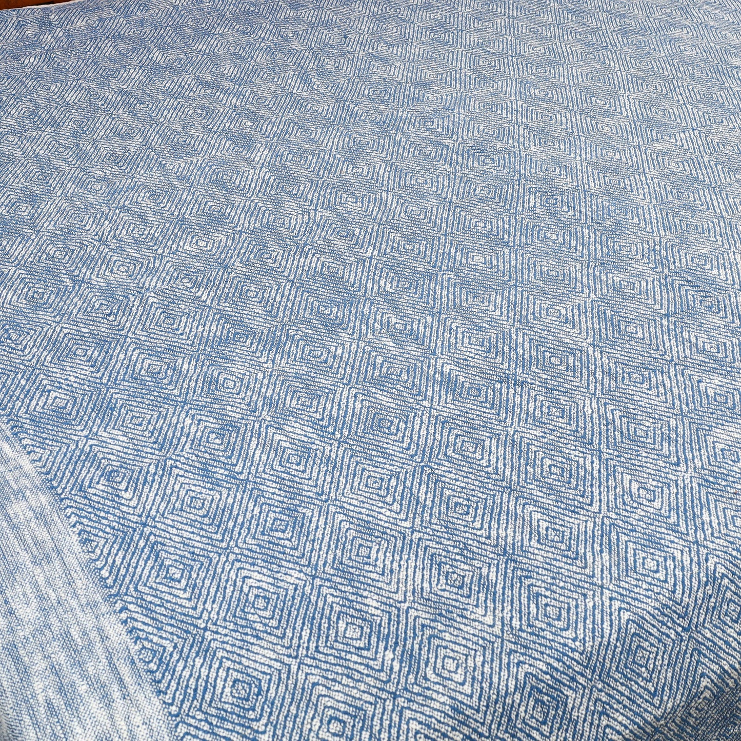 Blue - pure handloom cotton double bed cover from bijnor 07