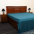 Blue - pure handloom cotton double bed cover from bijnor 08