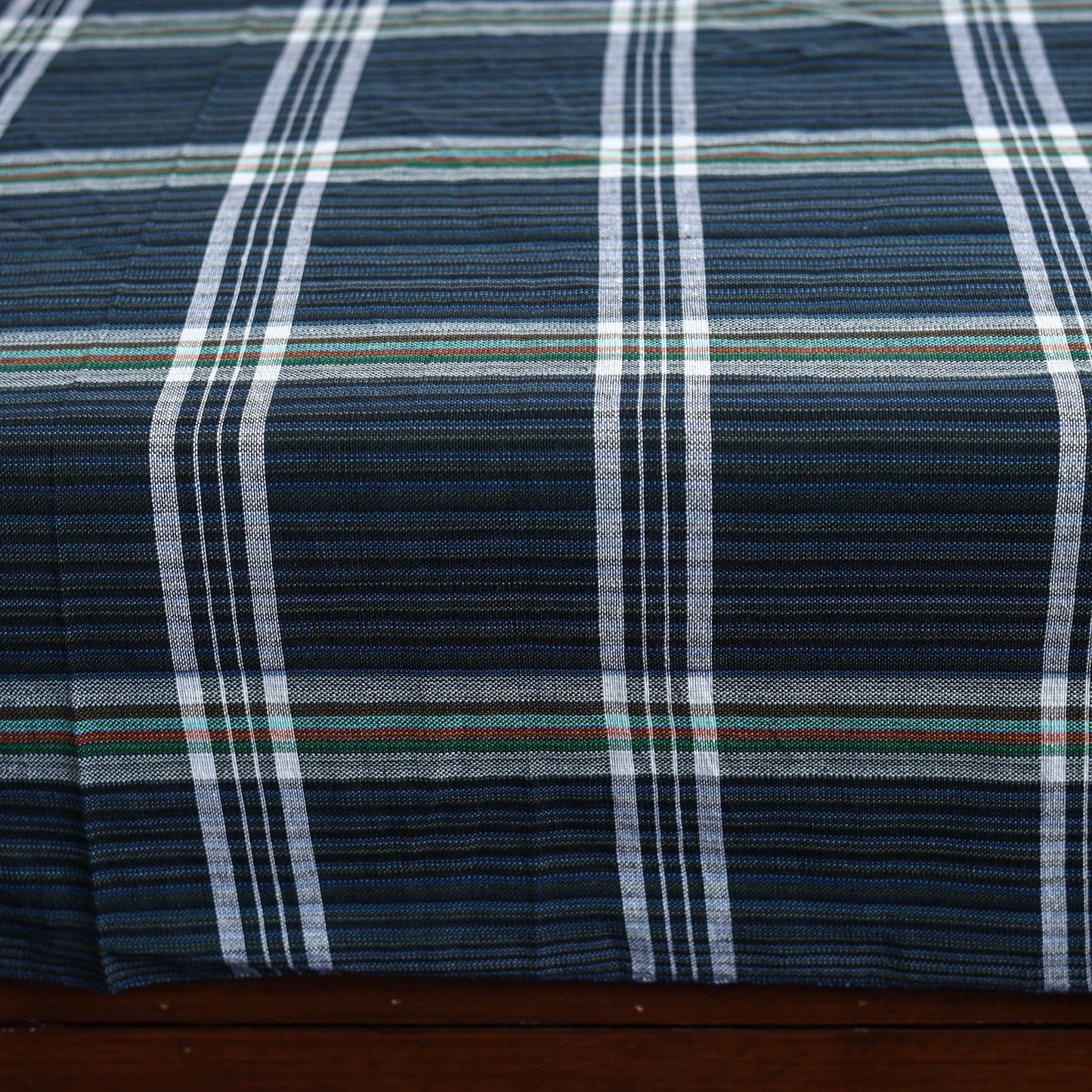 Blue - pure handloom double cotton bed sheet (93 x 90 in)