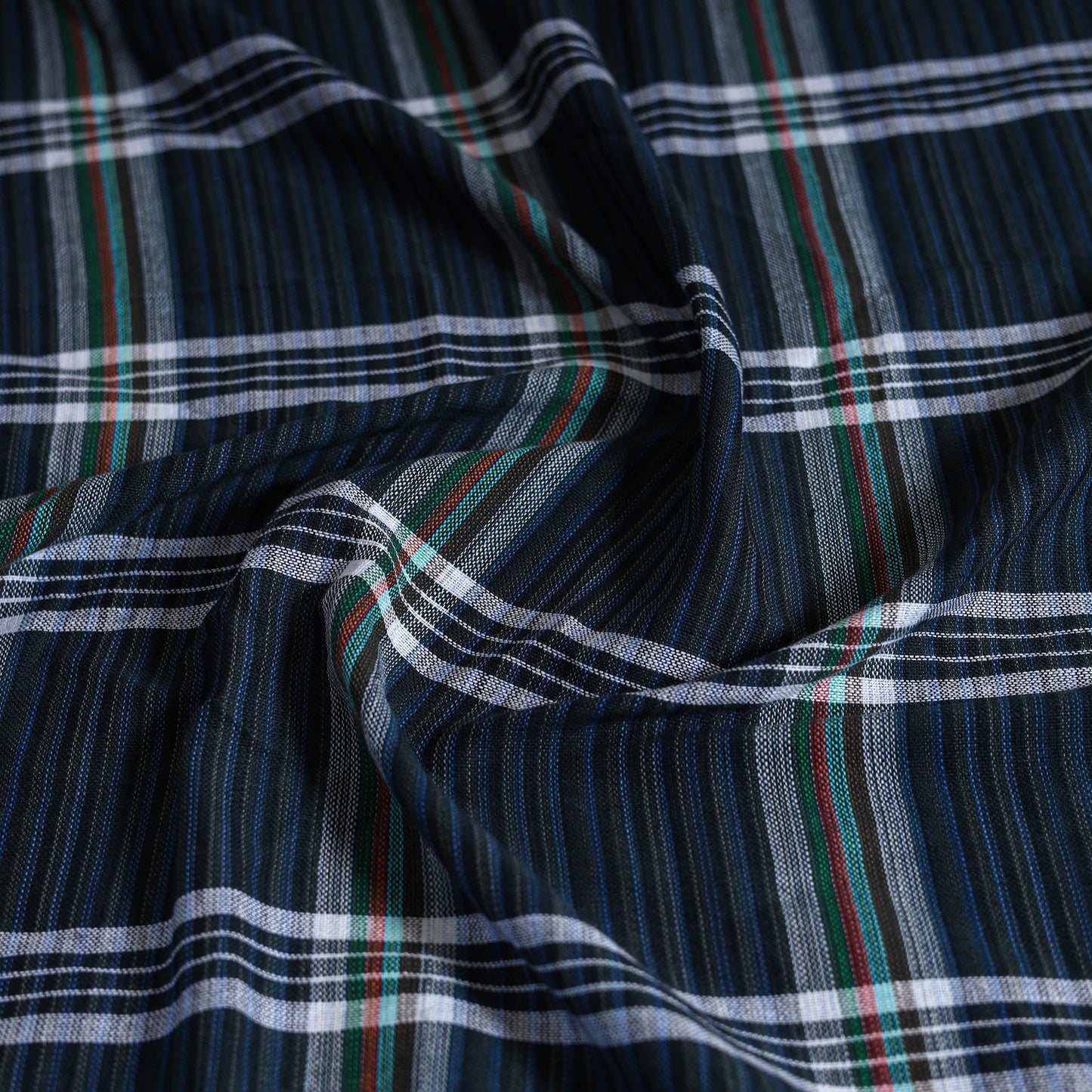 Blue - pure handloom double cotton bed sheet (93 x 90 in)