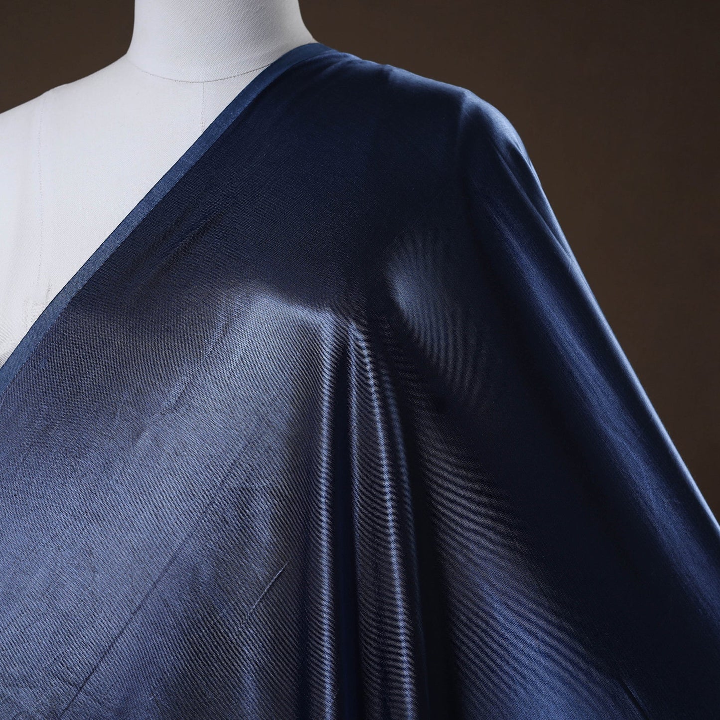 Blue - pure mashru silk plain fabric (width - 46 in) 05