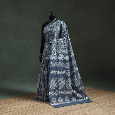 Pure mul cotton hand block batik print saree 29