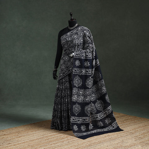 Pure mul cotton hand block batik print saree 30