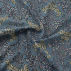 Blue - Pure Mul Cotton Hand Block Sanganeri Print Fabric 23