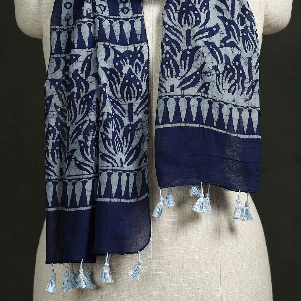 Pure mul cotton kutch hand block batik print stole