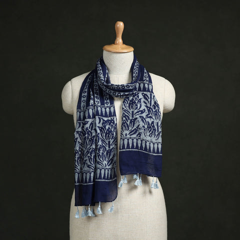 Pure mul cotton kutch hand block batik print stole