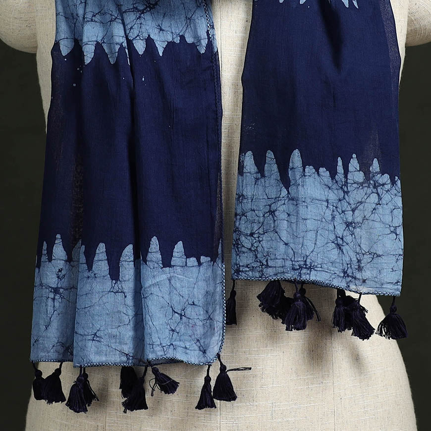 Pure mul cotton kutch hand block batik print stole