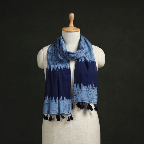 Pure mul cotton kutch hand block batik print stole