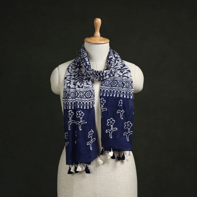 Pure mul cotton kutch hand block batik print stole