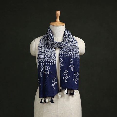 Pure mul cotton kutch hand block batik print stole