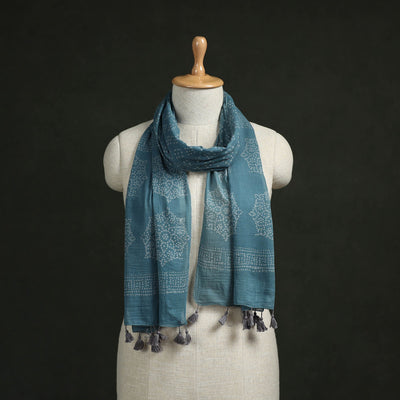 Pure mul cotton kutch hand block batik print stole