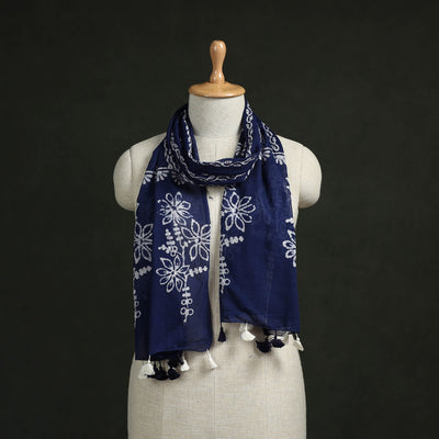 Pure mul cotton kutch hand block batik print stole