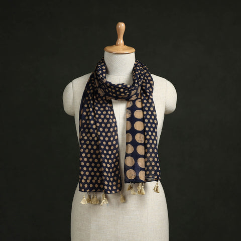 Pure mul cotton kutch hand block batik print stole