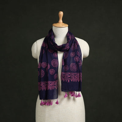 Pure mul cotton kutch hand block batik print stole