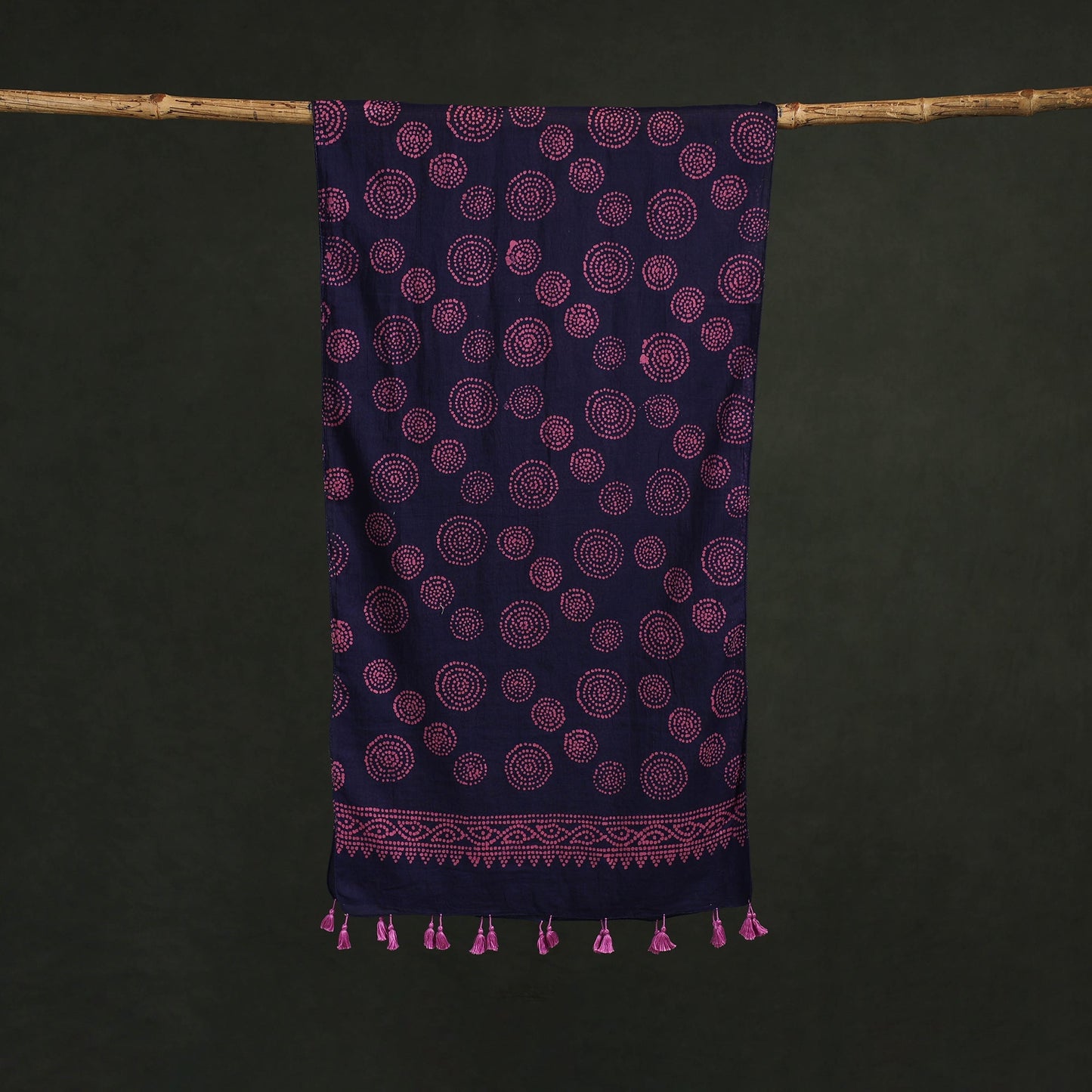 Pure mul cotton kutch hand block batik print stole