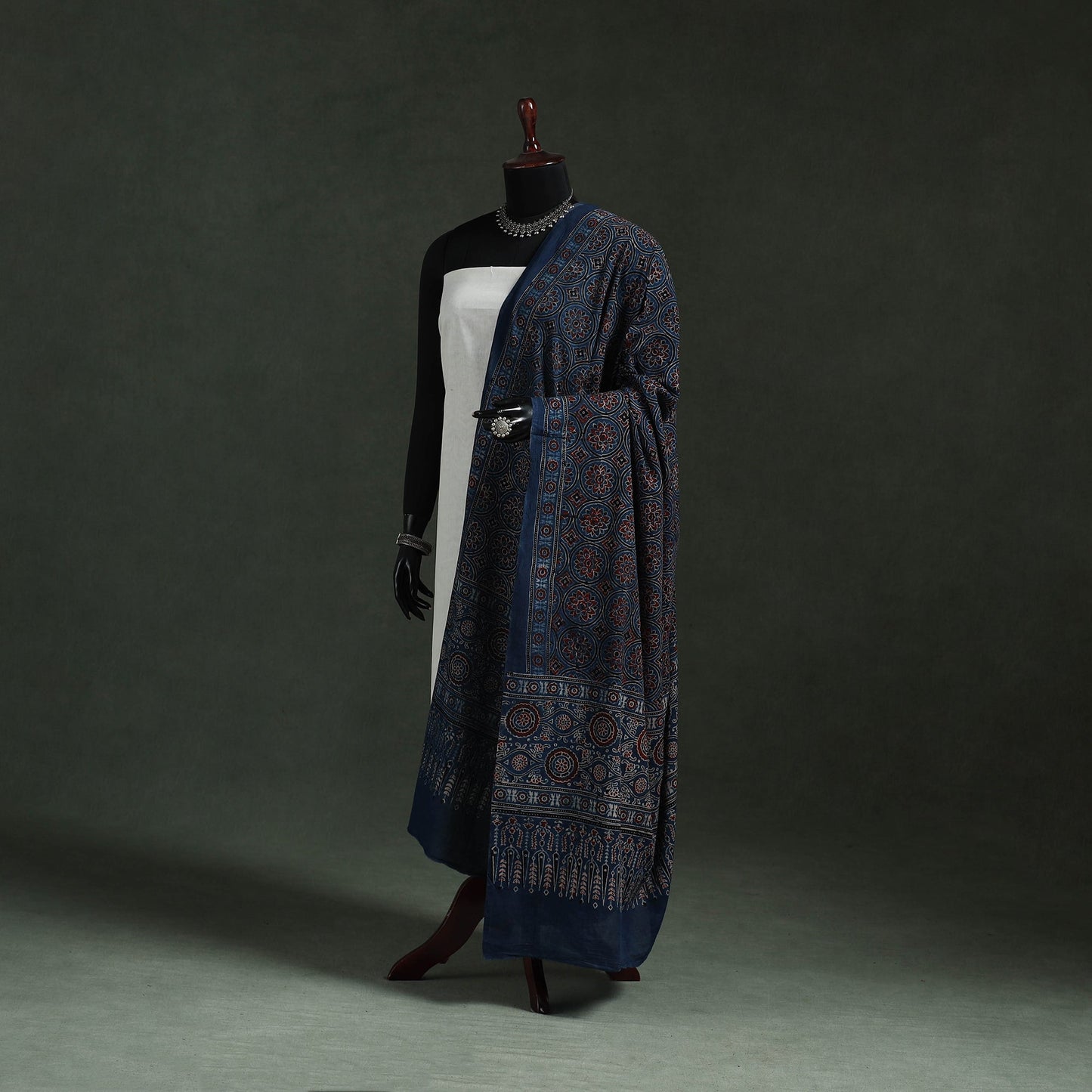 Blue - pure mul cotton kutch hand block print natural dyed