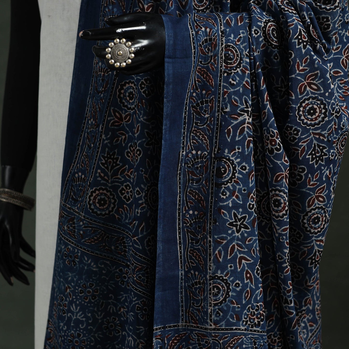 Blue - pure mul cotton kutch hand block print natural dyed