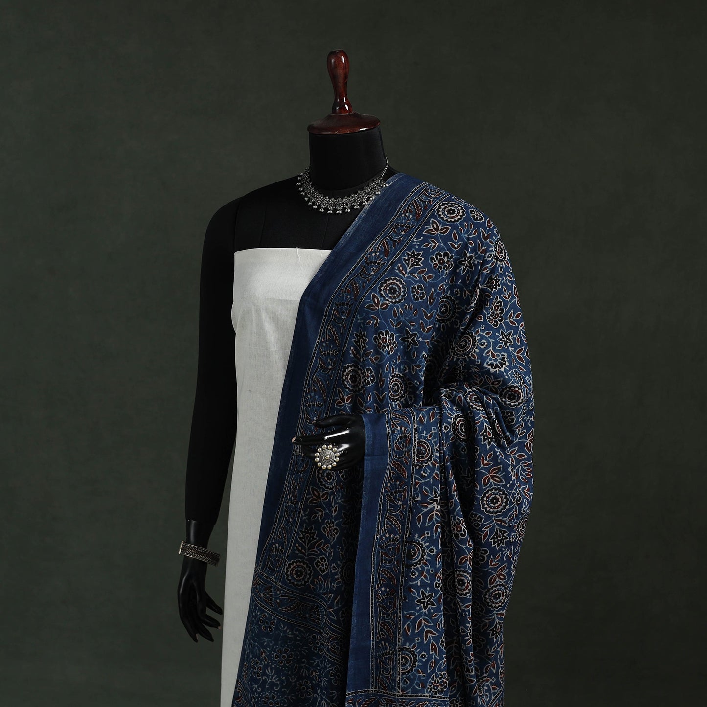 Blue - pure mul cotton kutch hand block print natural dyed