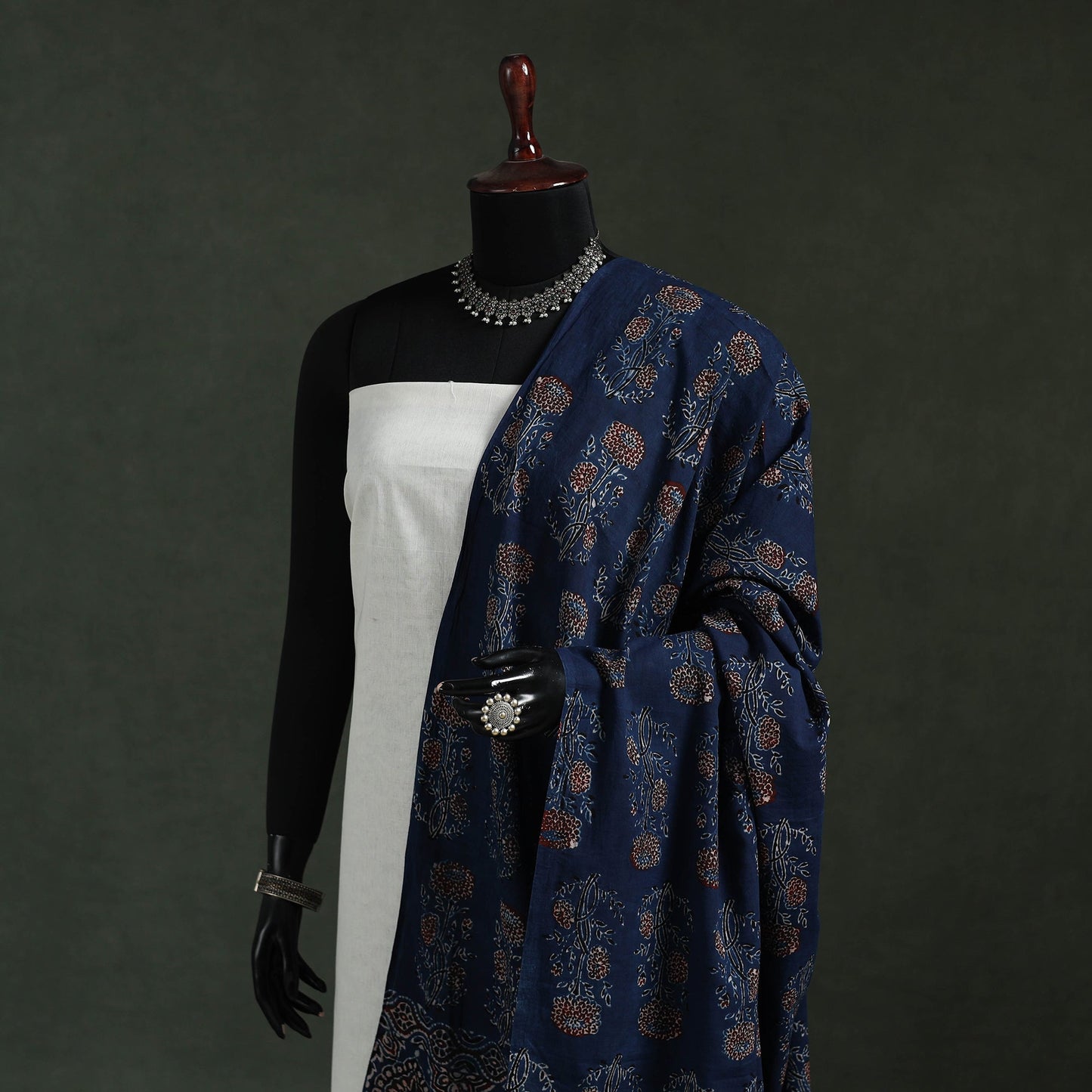 Pure mul cotton kutch hand block print natural dyed ajrakh