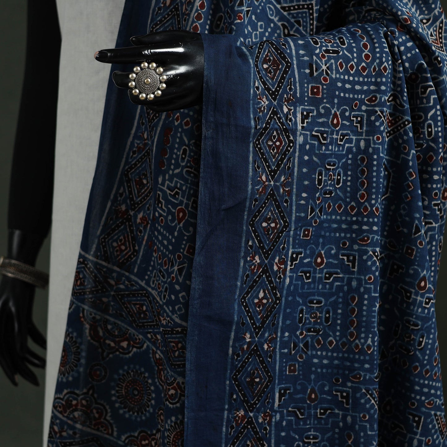 Blue - pure mul cotton kutch hand block print natural dyed