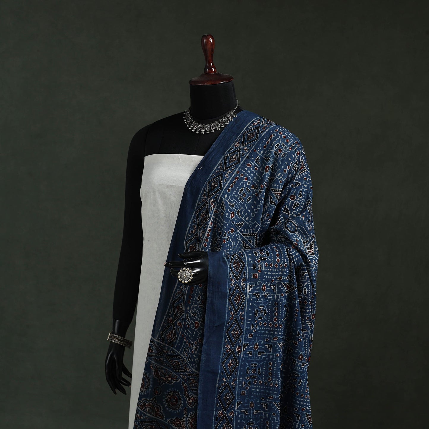 Blue - pure mul cotton kutch hand block print natural dyed