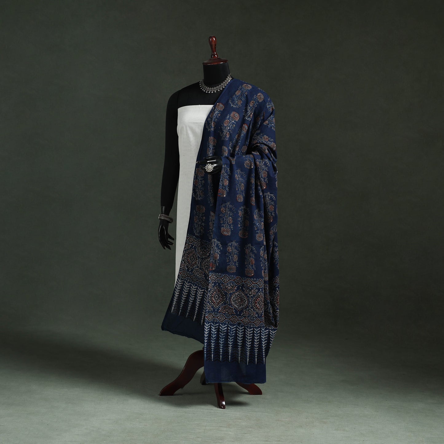 Pure mul cotton kutch hand block print natural dyed ajrakh