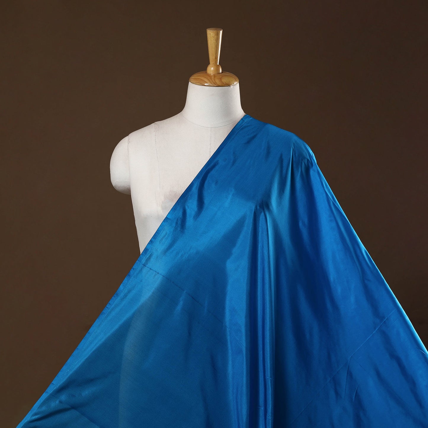 Blue - pure silk plain fabric 16 - handcrafted