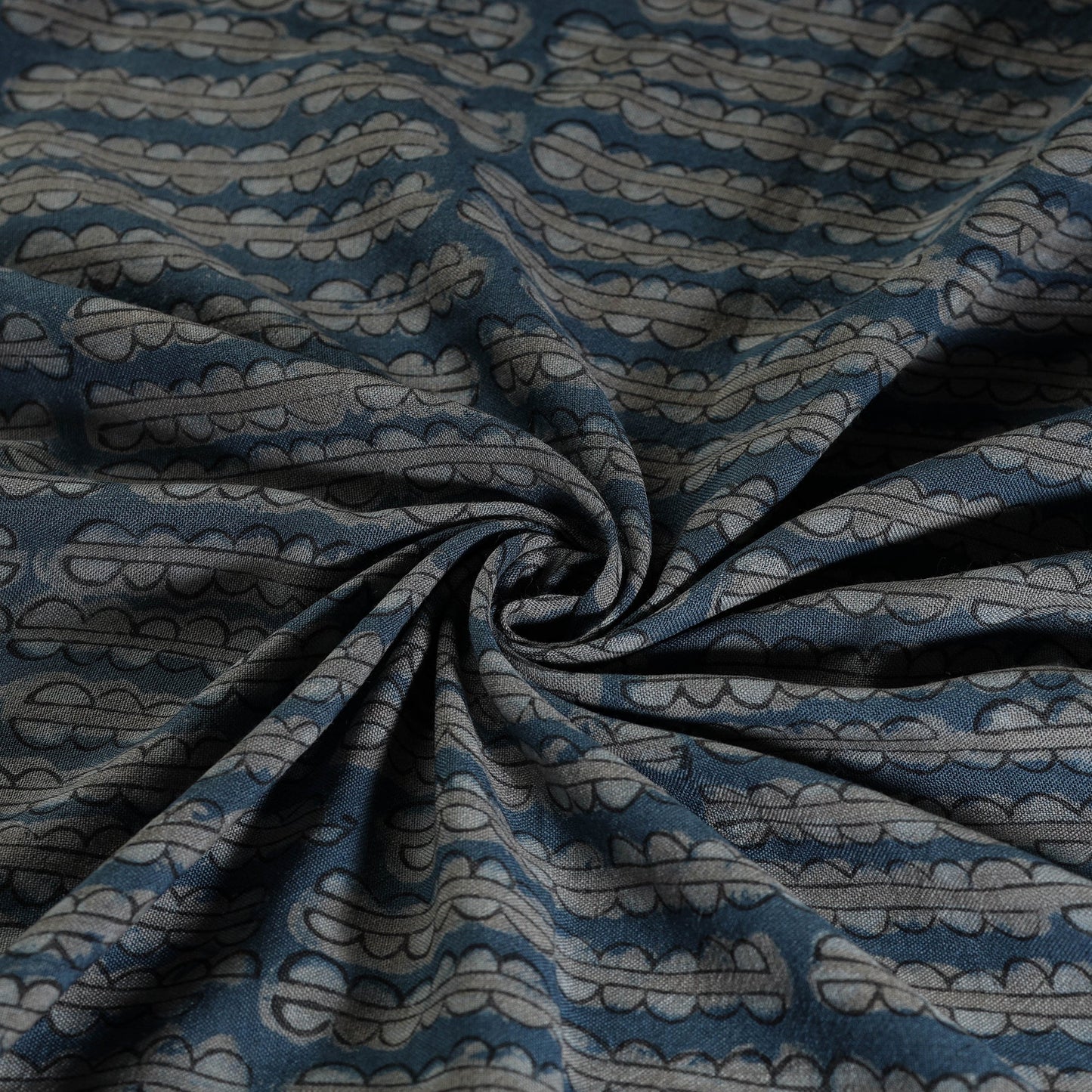 Blue - pure wool handloom akola fabric 03 - handcrafted