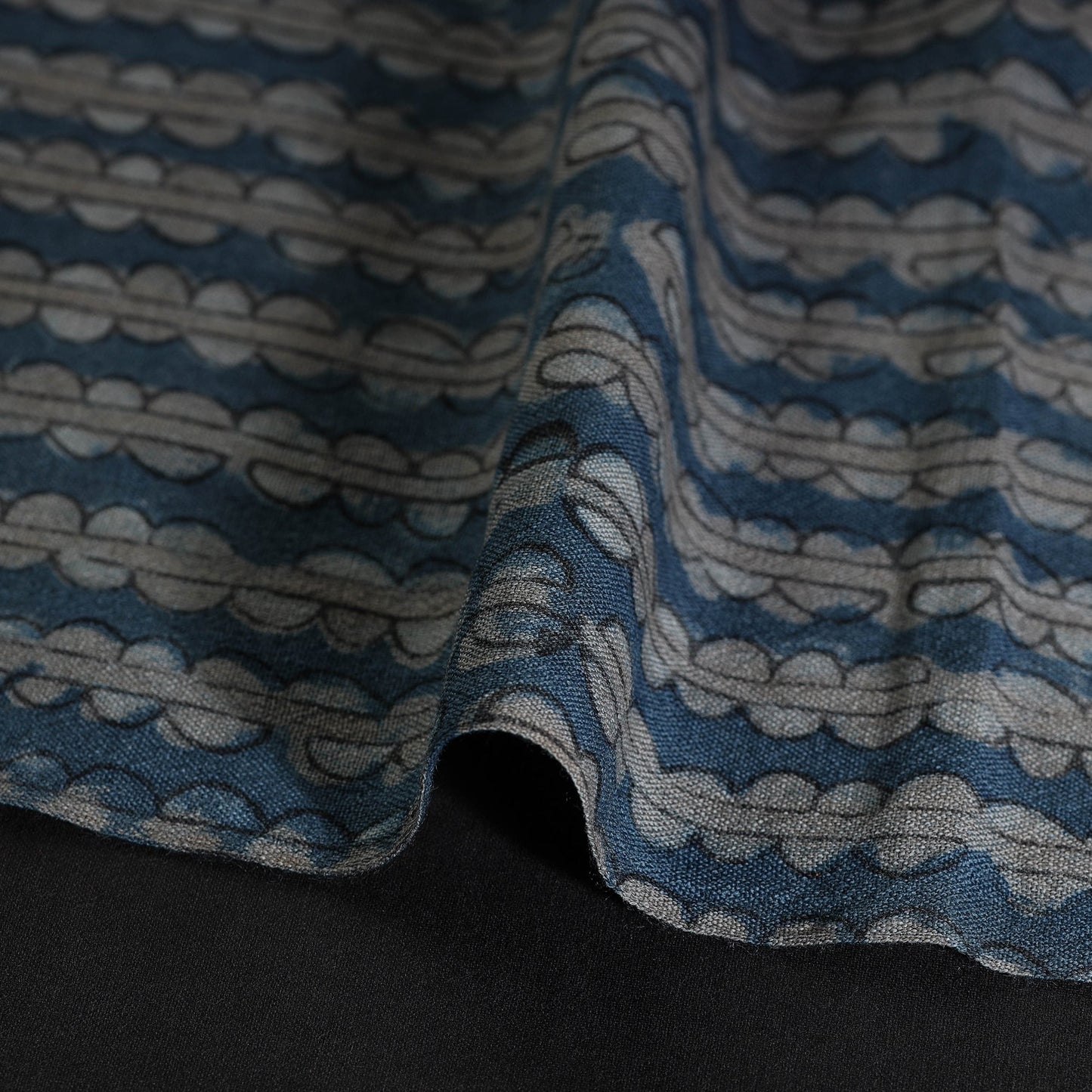 Blue - pure wool handloom akola fabric 03 - handcrafted
