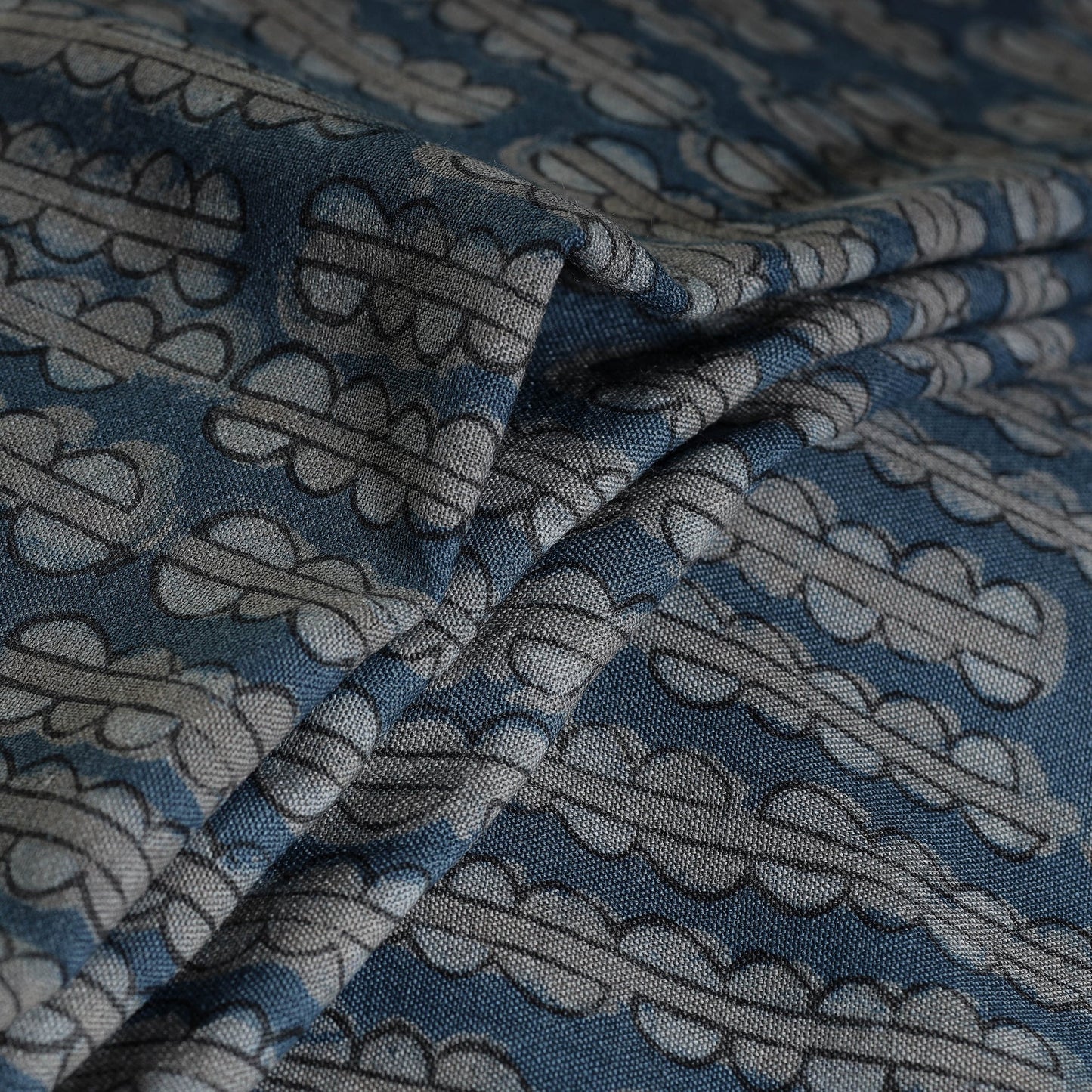 Blue - pure wool handloom akola fabric 03 - handcrafted