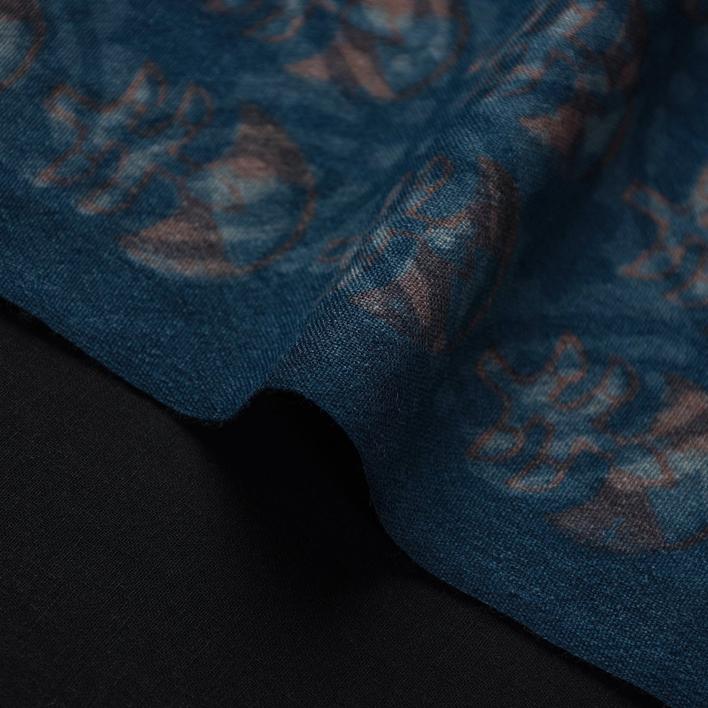 Blue - pure wool handloom akola fabric 06 - handcrafted