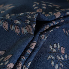  Blue Pure Wool Handloom Akola Print Fabric